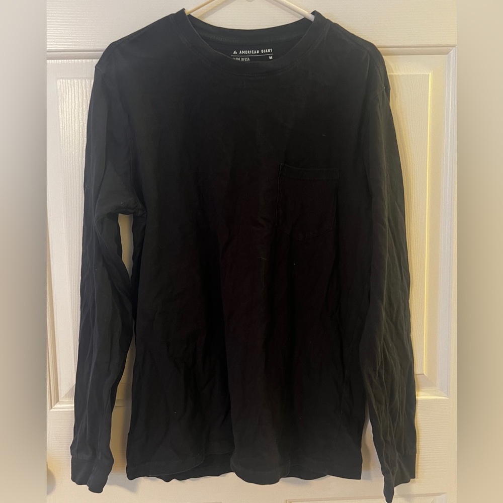 American Giant Long Sleeve One Pocket Shirt (Black)